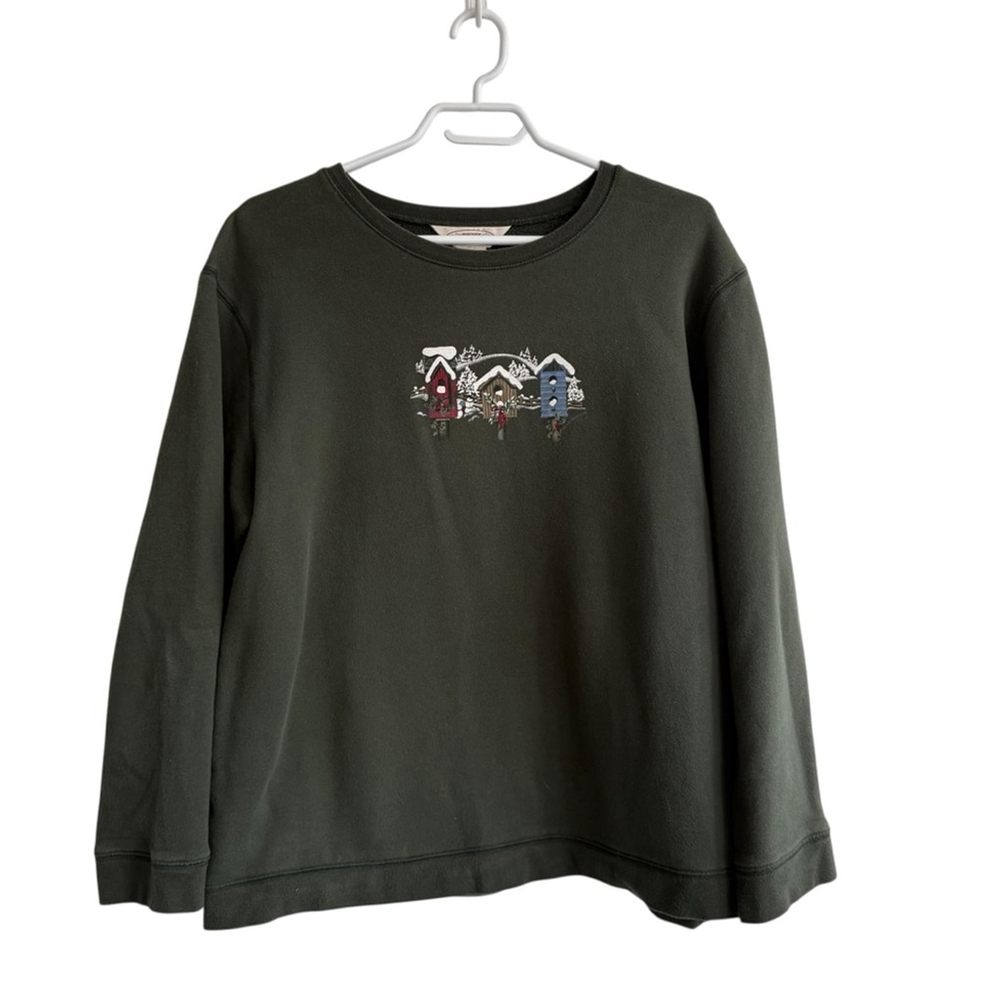 Vtg Northern Reflections Sweater Winter Cabin Crewneck Cozy Cottagecore Pullover